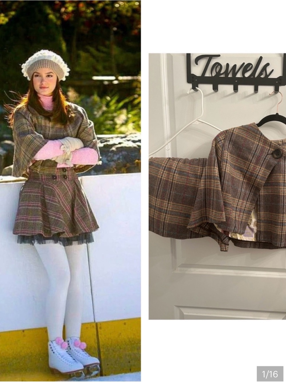 Zara Plaid Cape with Belted Waist size M ASO Blair Waldorf
